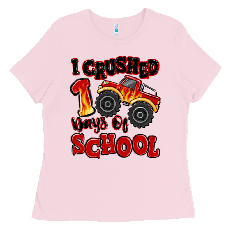 I Crushed 100 Days Of School Monster Truck Ladies Tee by MaliasSmallBusiness | Teevron
