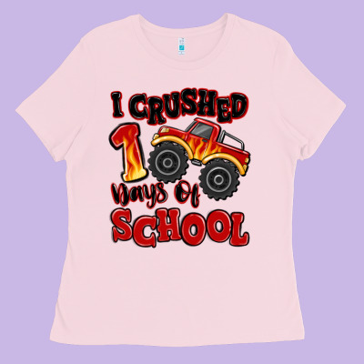 I Crushed 100 Days Of School Monster Truck Ladies Tee Designed By Maliassmallbusiness