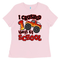 Bubblegum Pink i crushed 100 days of school monster truck Ladies Tee - MaliasSmallBusiness