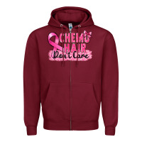 Burgundy Breast Cancer Chemo hair don't care Zipper Hoodie - FaDigitalArtStudio