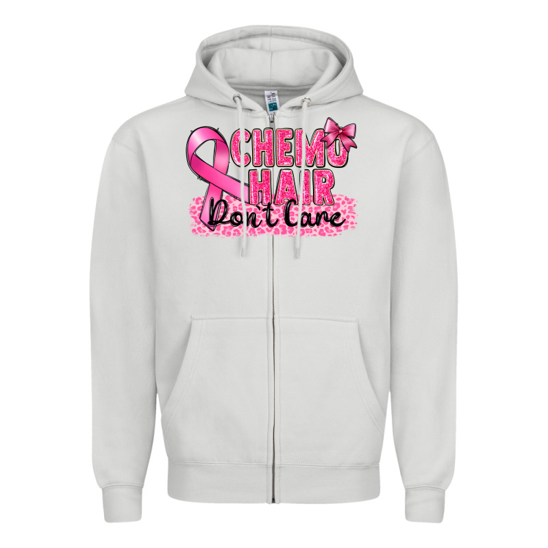 Breast Cancer Chemo Hair Don't Care Zipper Hoodie by FaDigitalArtStudio | Teevron