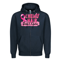 Navy Breast Cancer Chemo hair don't care Zipper Hoodie - FaDigitalArtStudio