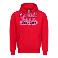 Red Breast Cancer Chemo hair don't care Zipper Hoodie - FaDigitalArtStudio