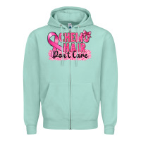 Seafoam Breast Cancer Chemo hair don't care Zipper Hoodie - FaDigitalArtStudio