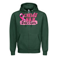 Sports Green Breast Cancer Chemo hair don't care Zipper Hoodie - FaDigitalArtStudio