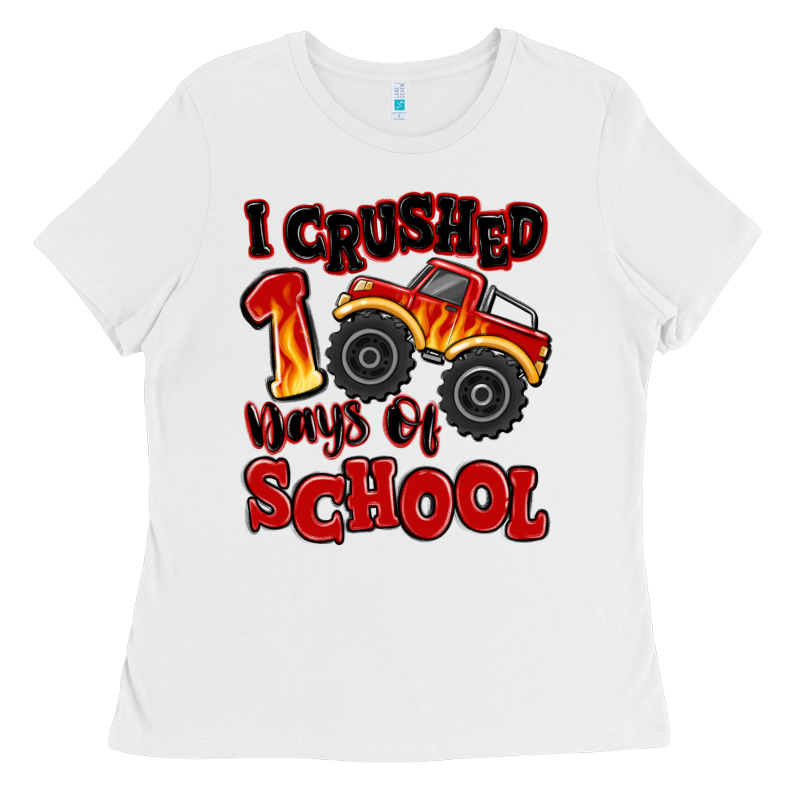 I Crushed 100 Days Of School Monster Truck Ladies Tee by MaliasSmallBusiness | Teevron