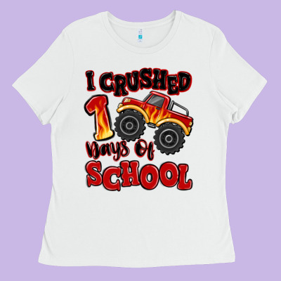 I Crushed 100 Days Of School Monster Truck Ladies Tee Designed By Maliassmallbusiness