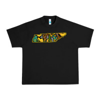 Black Western Tenessee Map Sunflower Pattern Urban Heavy Tee - Bettercallsaul