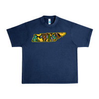 Navy Western Tenessee Map Sunflower Pattern Urban Heavy Tee - Bettercallsaul