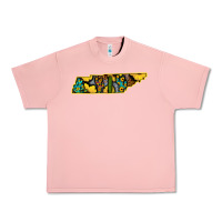 Salmon Western Tenessee Map Sunflower Pattern Urban Heavy Tee - Bettercallsaul