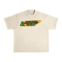 Sandshell Western Tenessee Map Sunflower Pattern Urban Heavy Tee - Bettercallsaul