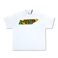 White Western Tenessee Map Sunflower Pattern Urban Heavy Tee - Bettercallsaul