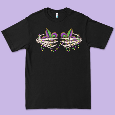 Skeleton Hands Mardi Gras Premium Tee Designed By Maliassmallbusiness