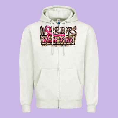 Warriors Wear Pink Zipper Hoodie Designed By Fadigitalartstudio