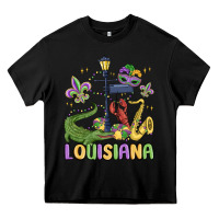 Black louisiana mardi gras Heavy Core Tee - MaliasSmallBusiness