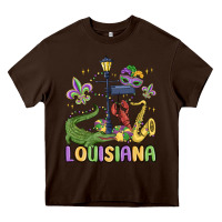 Chocolate Brown louisiana mardi gras Heavy Core Tee - MaliasSmallBusiness