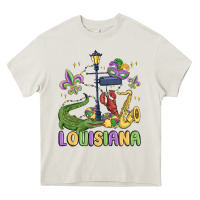 Cream louisiana mardi gras Heavy Core Tee - MaliasSmallBusiness
