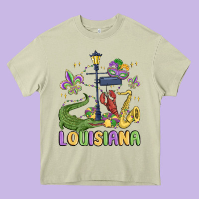 Louisiana Mardi Gras Heavy Core Tee Designed By Maliassmallbusiness