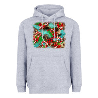 Heather Grey Christmas Plaid Turquoise Glitter Cowhide Heavyweight Hoodie - FaDigitalArtStudio