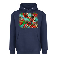 Navy Christmas Plaid Turquoise Glitter Cowhide Heavyweight Hoodie - FaDigitalArtStudio