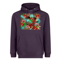 Plum Christmas Plaid Turquoise Glitter Cowhide Heavyweight Hoodie - FaDigitalArtStudio
