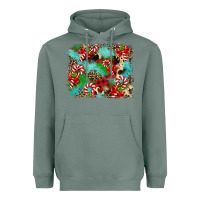 Sage Christmas Plaid Turquoise Glitter Cowhide Heavyweight Hoodie - FaDigitalArtStudio