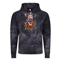 Cloud Black baby pig with leopard heart Vintage Hoodie - BarkalooDesign