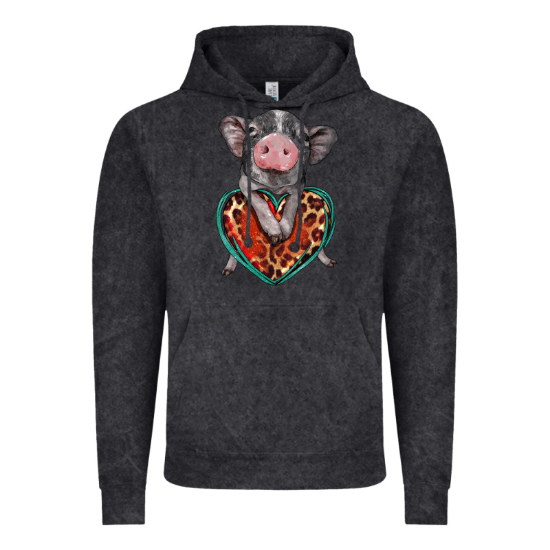 Baby Pig With Leopard Heart Vintage Hoodie by BarkalooDesign | Teevron