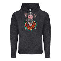 Vintage Black baby pig with leopard heart Vintage Hoodie - BarkalooDesign