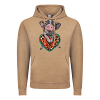 Vintage Coffee baby pig with leopard heart Vintage Hoodie - BarkalooDesign