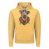 Vintage Mustard baby pig with leopard heart Vintage Hoodie - BarkalooDesign