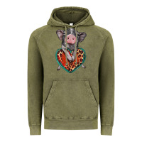 Vintage Olive baby pig with leopard heart Vintage Hoodie - BarkalooDesign