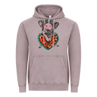 Vintage Zinc baby pig with leopard heart Vintage Hoodie - BarkalooDesign