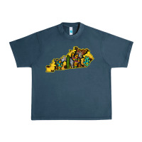 Midnight Navy Kentucky Map Western Sunflower Pattern Urban Heavy Tee - Bettercallsaul