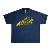 Navy Kentucky Map Western Sunflower Pattern Urban Heavy Tee - Bettercallsaul