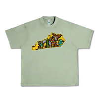 Oil Green Kentucky Map Western Sunflower Pattern Urban Heavy Tee - Bettercallsaul
