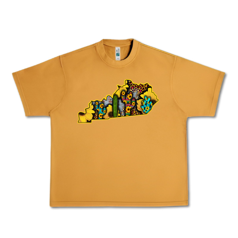 Kentucky Map Western Sunflower Pattern Urban Heavy Tee by Bettercallsaul | Teevron
