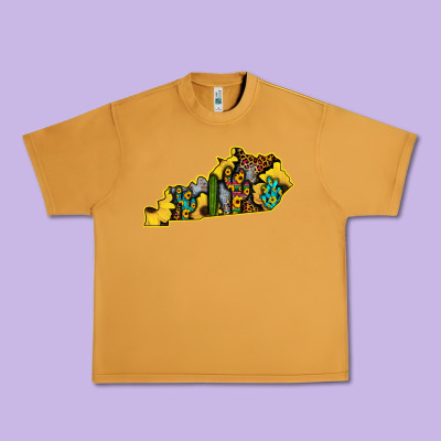 Kentucky Map Western Sunflower Pattern Urban Heavy Tee Designed By Bettercallsaul