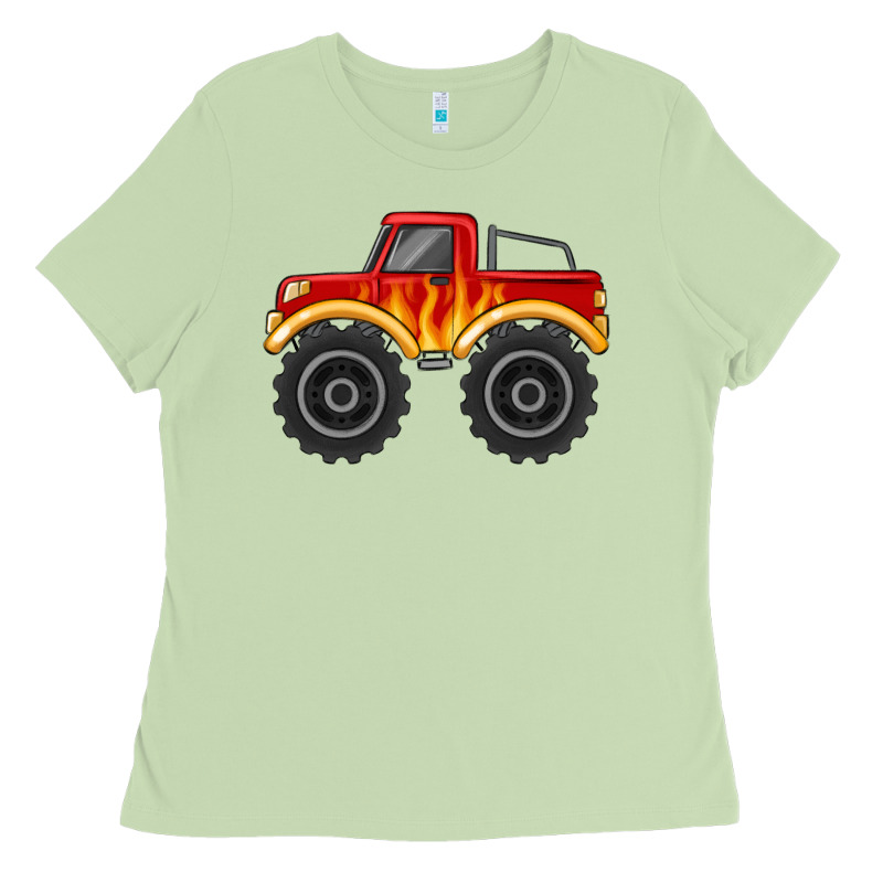 Monster Truck With Flames Ladies Tee by MaliasSmallBusiness | Teevron