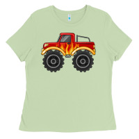 Matcha monster truck with flames Ladies Tee - MaliasSmallBusiness
