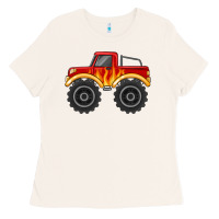Bone monster truck with flames Ladies Tee - MaliasSmallBusiness