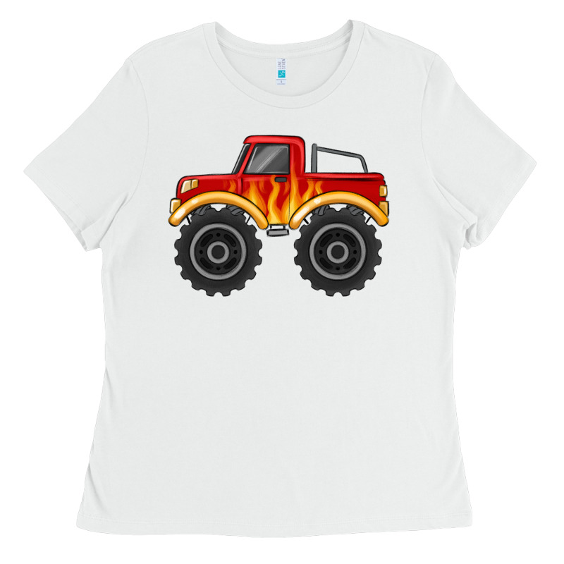 Monster Truck With Flames Ladies Tee by MaliasSmallBusiness | Teevron