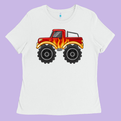 Monster Truck With Flames Ladies Tee Designed By Maliassmallbusiness