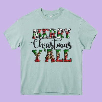 Merry Christmas Y'all Heavy Core Tee Designed By Adodesignshop
