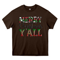 Chocolate Brown merry christmas y'all Heavy Core Tee - AdoDesignShop