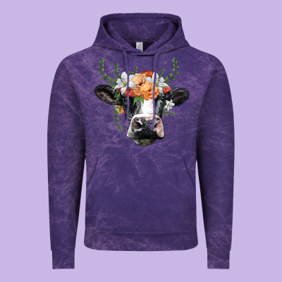 Holstein Cow Head Vintage Hoodie Designed By Barkaloodesign