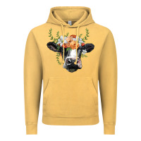 Vintage Mustard holstein cow head Vintage Hoodie - BarkalooDesign