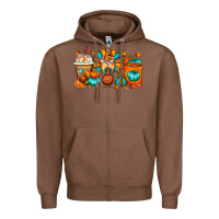 Chestnut Thanksgiving Coffee Cups Zipper Hoodie - FaDigitalArtStudio