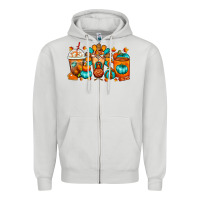 Dove Grey Thanksgiving Coffee Cups Zipper Hoodie - FaDigitalArtStudio