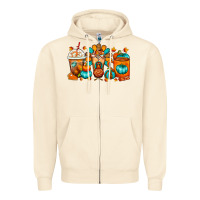Sandshell Thanksgiving Coffee Cups Zipper Hoodie - FaDigitalArtStudio